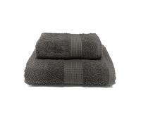 Jenny Sesal Set di asciugamani - 1 asciugamano viso e 1 ospite linea The Colors Luxury - asciugamani in tinta unita- 100% Cotone- Spugna di alta qualità peso 450gr/mq (Grigio Scuro)