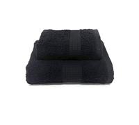 Jenny Sesal Set di asciugamani - 1 asciugamano viso e 1 ospite linea The Colors Luxury - asciugamani in tinta unita- Spugna di alta qualità proveniente da Portogallo peso 450gr/mq Nero