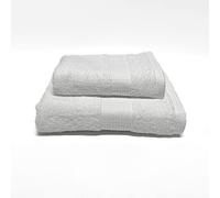 Jenny Sesal Set di asciugamani - 1 asciugamano viso e 1 ospite The Colors Luxury - asciugamani in tinta unita - Spugna di alta qualità proveniente da Portogallo peso 450gr/mq (Bianco)