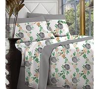 Jenny Sesal Set lenzuola letto - Stampato Ginevra Flowers - Made in Italy Completo Matrimoniale - singolo - Una Piazza e Mezzo - Set Lenzuola + Federe. (Grigio, Singolo)