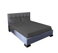 Jenny Sesal Set lenzuola letto - tinta unita - Made in Italy Completo Matrimoniale - GRIGIO ANTRACITE - Set Lenzuola + Federe