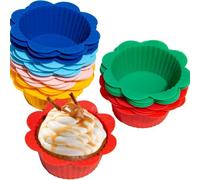 Jennytim 24 pirottini per muffin in silicone, a forma di fiore, per cupcake, muffin e dessert, senza BPA, riutilizzabili e lavabili in lavastoviglie, ideali per cuocere, congelare e feste