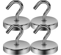Jennytim Ganci magnetici al neodimio, extra forti, per cucina, frigorifero e conservazione, aderiscono senza tracce, ideali per attrezzi, asciugamani e decorazioni, confezione da 4 (argento)