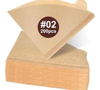 Jennytim V02 Filter 200 sacchetti filtranti per caffè in cellulosa naturale - Filtro conico V60 per filtro manuale e portafiltro - Carta filtrante monouso per caffè & espresso