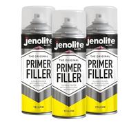 Jenolite - 3 Vernici aerosol per primer flessibili con elevate proprietà di riempimento, colore giallo, 400 ml (riempiono piccole ammaccature e graffi per una finitura liscia)