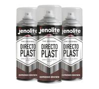 JENOLITE Directoplast Vernice lucida | MARRONE ESPRESSO | 3x400ml | Vernice spray multisuperficie | Per tutti i tipi di plastica | Nessun primer richiesto | RAL8017