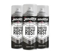 JENOLITE Directorust Vernice Aerosol Lucida | NERO | Vernice spray multisuperficie | Per l'uso su legno, metallo, plastica, ceramica e superfici arrugginite | 3 x 400ml | RAL9005