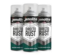 JENOLITE Directorust Vernice Aerosol Lucida | VERDE CACCIATORE | Vernice spray multisuperficie | Per l'uso su legno, metallo, plastica, ceramica e superfici arrugginite | 3 x 400ml | RAL6028