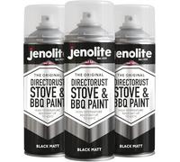 JENOLITE Directorust Vernice spray per barbecue e stufa - Nero opaco - Resistente alle alte temperature Fino a 650°C - 3 x 400ml
