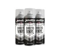 Jenolite Directovinyl Vernice nera lucida, 3 x 400 ml, flessibile per tessuti, ideale per sedili auto e tappezzeria, adatta per vinile, pelle