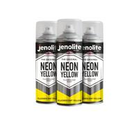 JENOLITE Vernice spray fluorescente, giallo fluo, 3 x 400 ml, vernice spray al neon ad alta visibilità di alta qualità, multi superficie, ideale per hobby, graffiti, artigianato e marcatura di