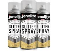 JENOLITE Vernice spray glitterata | ORO | 3 x 400ml | Vernice spray glitterata multisuperficie | Ideale per progetti artistici: perfetto per cornici, specchi, ornamenti e artigianato