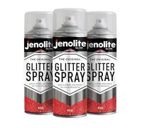 JENOLITE Vernice spray glitterata | ROSSO | 3 x 400ml | Vernice spray glitterata multisuperficie | Ideale per progetti artistici: perfetto per cornici, specchi, ornamenti e artigianato