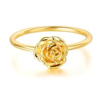Jenosy Anelli da donna placcati in oro 18 carati, personalizzati con rosa per donne e ragazze, metallo prezioso