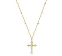 Jenosy Collana Zircone Croce Donna in Ottone Placcato Oro 18K con Pendente Girocollo Donna Collane Gioielli Creativi per Donne Ragazza Regali Charms (Croce Zircone)