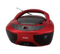 Jensen CD-475R - Lettore CD portatile con radio AM/FM e ingresso AUX e jack per cuffie, colore: Rosso