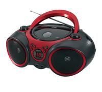 JENSEN Lettore CD stereo portatile CD-490 con radio AM/FM e ingresso Aux, rosso e nero