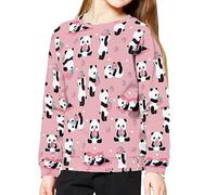 JEOCODY Felpa per adolescenti per ragazzi ragazze giovani tuta per bambini per sport pullover per studenti della scuola elementare, Panda rosa stampato, 11-13 anni