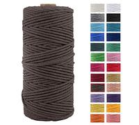 JeogYong Corda di Cotone Naturale Macrame, 4 Fili di Spesso Filato Corda di Macrame per Arazzi, Appendini per Piante, Artigianato Fai da Te, Decorazioni, Confezioni Regalo 3mm x 100m (Marrón)