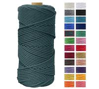 JeogYong Macrame Corda 4mm x 100m Filo Macrame Cotone, Naturale Corda Cotone Filato Cordone Intrecciato Spago per DIY Decorazioni, Arazzo da Parete, Porta Vaso, Piante da Appendere (Verde Scuro)