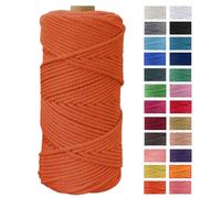 JeogYong Macrame Corda 4mm x 100m Filo Macrame Cotone, Naturale Corda Cotone Filato Cordone Intrecciato Spago per DIY Decorazioni, Arazzo da Parete, Porta Vaso, Piante da Appendere (Arancione)