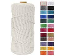 JeogYong Macrame Corda 4mm x 100m Filo Macrame Cotone, Naturale Corda Cotone Filato Cordone Intrecciato Spago per DIY Decorazioni, Arazzo da Parete, Porta Vaso, Piante da Appendere (Naturale)