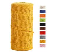 JeogYong Spago Juta Corda di Juta 2mm x 100m, Naturale 3 Strati Spago da Giardino, Corda di Iuta Spessa per Decorazioni Floreali, Fai Da Te, per Confezionare Regali (Dorato)