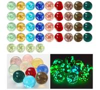 JEONDFG 40 biglie di vetro per bambini, 16 mm, biglie di vetro al buio, biglie di vetro super luminose al buio, per giochi per bambini, colori misti
