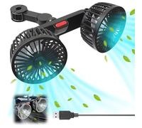 JEONDFG Ventilatore per auto a doppia testa per il sedile posteriore, portatile, girevole a 360°, con 3 velocità, per auto, per veicoli come berlina, SUV, RV