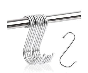 JeoPoom 10 Pezzi Gancio in Acciaio INOX a Forma di S, Ganci a S in Metallo Resistente per Utensili da Cucina, Bagno, Casa, Officina, Garage, Ufficio, Armadio(Grande, 11,5 * 7,1 CM)