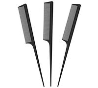 JeoPoom 3 Pezzi Pettine A Coda Di Alta Qualità, Pettine Professionale Antistatico per Parrucchieri, Pettine Styling Fibra Carbonio Calore Antistatico Resistente Pettine Coda
