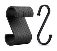 JeoPoom Ganci a S Neri in Alluminio [10 Pezzi], Multifunzione Ganci Appesi S per Pentole e Padelle Sospese Vestiti, Ganci a Forma S per Bagno, Camera da Letto, Ufficio(8,6 X 5,3 CM, Nero)
