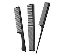 JeoPoom Pettine a coda antistatico[3 pezzi], pettine in fibra di carbonio a coda professionale pettine per capelli per salone acconciatura (1-nero)