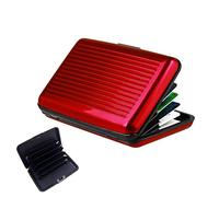JeoPoom Porta Carte, Portacarte RFID in Alluminio Smart Schermato, Protezione RFID Tessere Credito, Carte di Credito, per Uomini e Donne (Rosso)