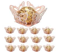 Jeorywoet 50 Pezzi di Caramelle in Carta Cioccolato Mini Involucri di Tartufo a Farfalla Metallica Cottura per Cottura per Piccoli Cupcakes Case per Forniture per Feste di Nozze Rosa, Tazza Tartufo