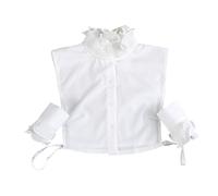 Jeorywoet Colletto Bianco, Collare Finto per Donne colletti Bianchi Ruffled Ruffled con Polsini Finti Eleganti per la Pelle