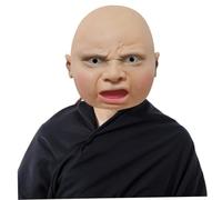 Jeorywoet Maschera di Halloween, maschera per bambini inquietante ed esilarante in lattice di Halloween per adulti, bambini con buca traspirante con rabbia pazza rabbia che piange bambino, umano