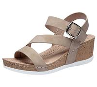Jeossy Sandali da donna con zeppa 35 con punta aperta, cinturino alla caviglia, sandali estivi per camminare, Cuneo Fibbia 835 Colore Carne, 39.5 EU