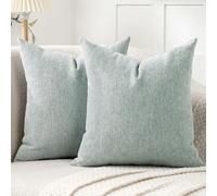 Jepeak Confezione da 2 federe decorative per cuscini in ciniglia, comode, moderne, concise, quadrate, per camera da letto, divano, decorazione della casa, ciano chiaro, 66 x 66 cm