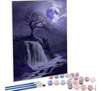 JEPGFOU Dipingere con i numeri, Adulti, kit per pittura a olio fai da te 100x135cm Paesaggio Autunno Pittura con numeri, Adulti con 3 pennelli e vernice acrilica, Decora la casa Regalo PjY1196 B-C