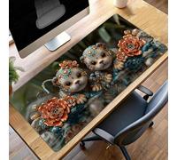 JEPGFOU Tappetino per Mouse Animale, Tappetino Mouse Grande 600x300x3mm, Idrorepellente Base in Gomma Antiscivolo Sottomano Scrivania, XXL Mousepad Giallo con Bordi Cuciti per Ufficio PjY9455 8-G