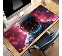 JEPGFOU Tappetino per Mouse Astronauta, Tappetino Mouse Grande 600x300x3mm, Idrorepellente Base in Gomma Antiscivolo Sottomano Scrivania, XXL Mousepad Rosa con Bordi Cuciti per Ufficio PjY8061 G-A