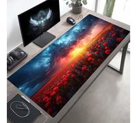 JEPGFOU Tappetino per Mouse da Gioco Grande Esteso 1000x400x3mm, XXL Tappetino Mouse Fiore, Rosso, Tappeto Pad con Base in Gomma Antiscivolo, Desk Mat per Ufficio PjY4886 H-X