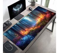 JEPGFOU Tappetino per Mouse da Gioco Grande Esteso 100x40 cm, XXL Tappetino Mouse Blu, Foresta, Tappeto Pad con Base in Gomma Antiscivolo, Desk Mat per Ufficio PjY3556 4-J
