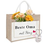 Jeqqinuz Regalo di compleanno della nonna, regalo per la nonna, regalo di compleanno per la nonna, borse di iuta con portachiavi, offerte personalizzate (regalo della nonna)