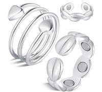 Jeracol 2 Pezzi Anelli in Rame per Drenaggio Linfatico da Donna con Design Diverso, Anelli Magnetici con Magnete Ultra Resistente 7X, Gioielli Regolabili in Rame Puro al 99% in Confezione Regalo