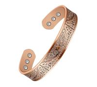 Jeracol Braccialetti magnetici in rame per uomo e donna, 100% rame massiccio con 8 potenti magneti, stile semplice, taglia regolabile, con scatola regalo, 19centimeters, Rame