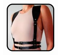 Jerany Catena per il corpo in pelle nera Punk Bra Harness Cintura a catena in vita Nightclub Rave Cinture per il corpo Accessori per le donne, Free size, pelle sintetica in poliuretano