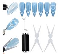 JERCLITY Magneti cilindrici per unghie a forma di occhio di gatto, 4 pezzi, con strumenti a forma di forbice, per effetto occhi di gatto francese, supporto a Y per effetto occhi di gatto a forma di