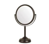 Jerdon Specchio da tavolo a due lati, diametro 15,2 cm, finitura in bronzo moderno, ingrandimento 1X e 10X, design girevole, supporto da tavolo